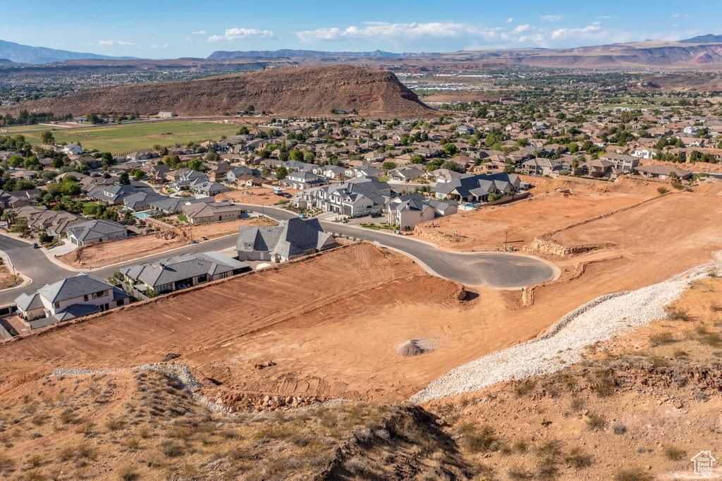 Drone / aerial view with a mountain view