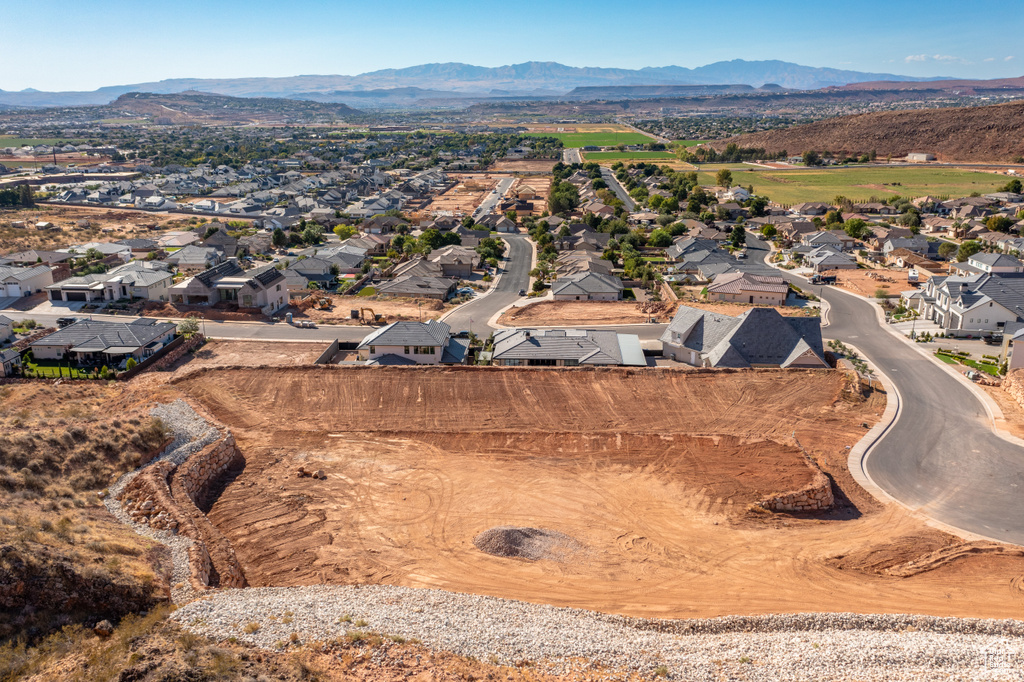 Aerial view featuring a mountain view