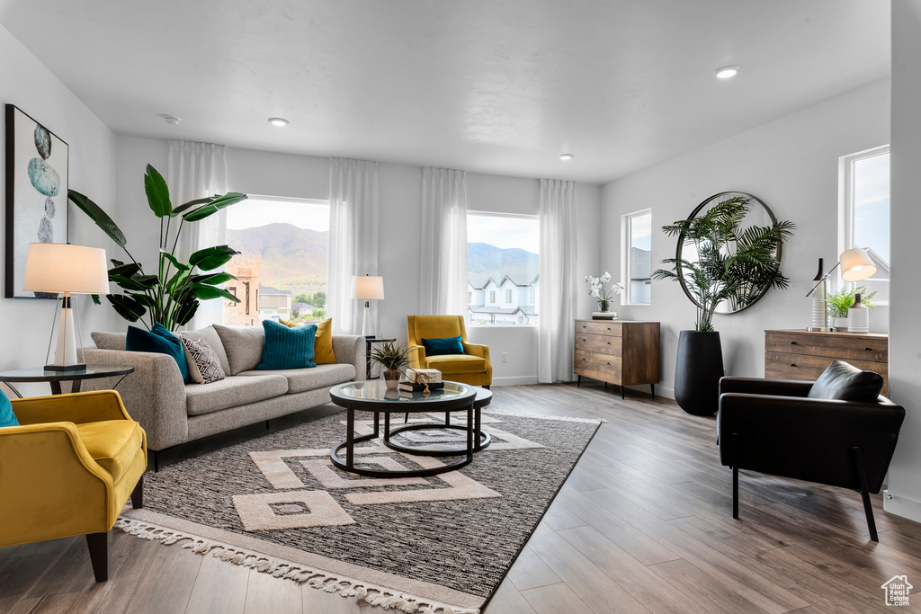 Living room featuring light hardwood / wood-style flooring