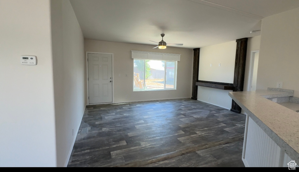 Interior space featuring ceiling fan