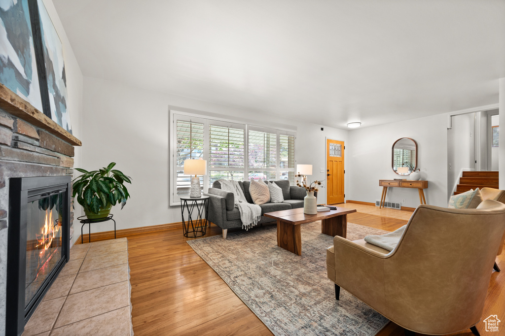 Living room featuring wood-type flooring