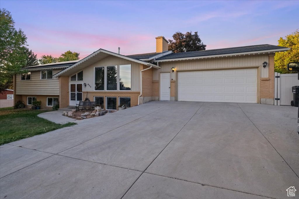 View of front facade with a garage