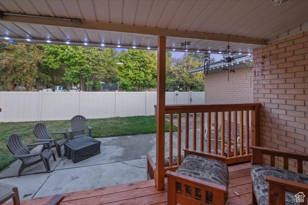 View of patio featuring a deck