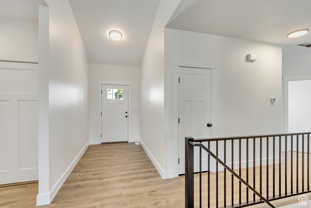 Foyer featuring light hardwood / wood-style flooring