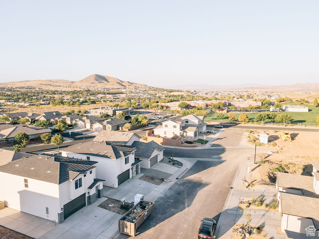 Aerial view featuring a mountain view