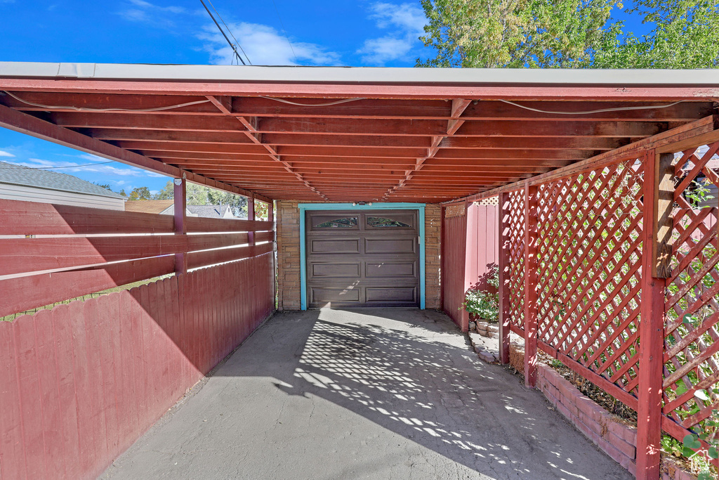 Garage with a carport