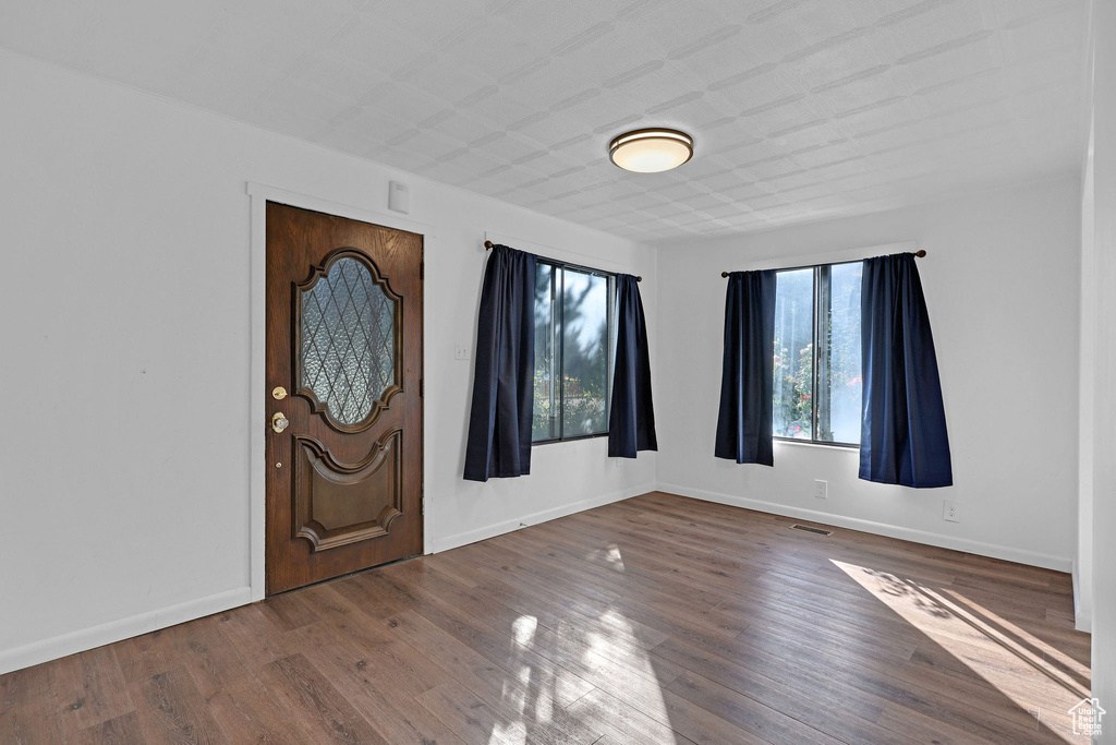 Foyer featuring wood-type flooring