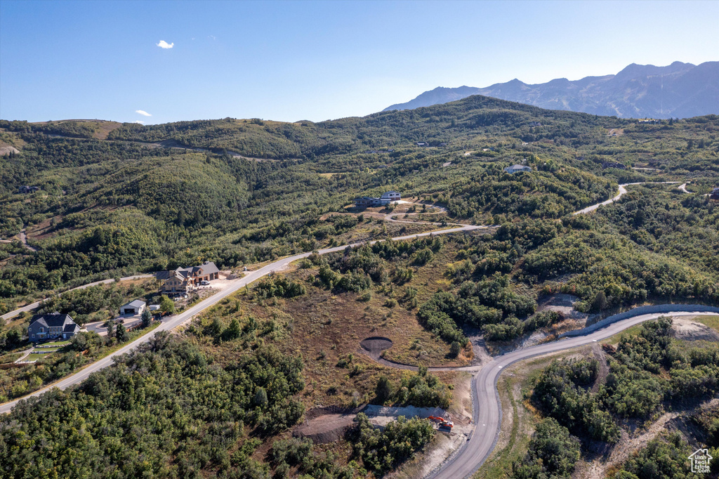 Drone / aerial view with a mountain view