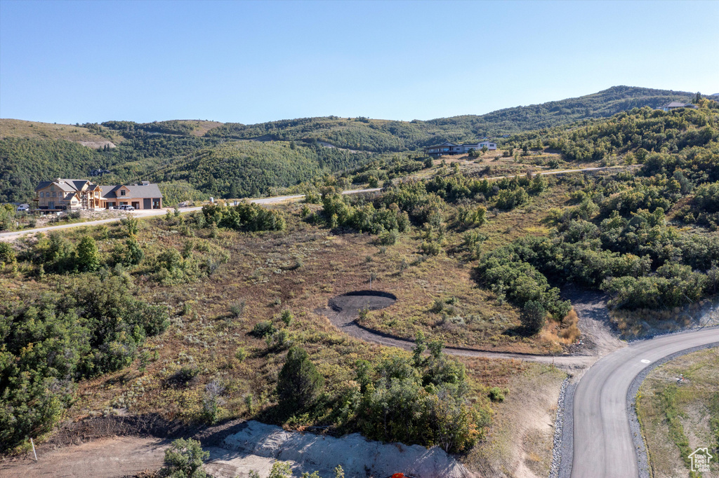 Birds eye view of property with a mountain view