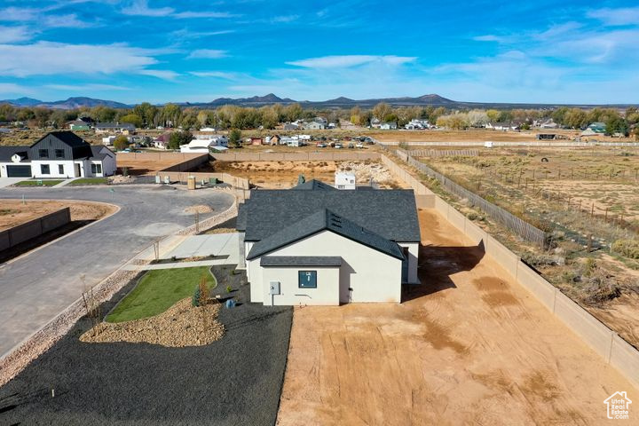 Drone / aerial view featuring a mountain view