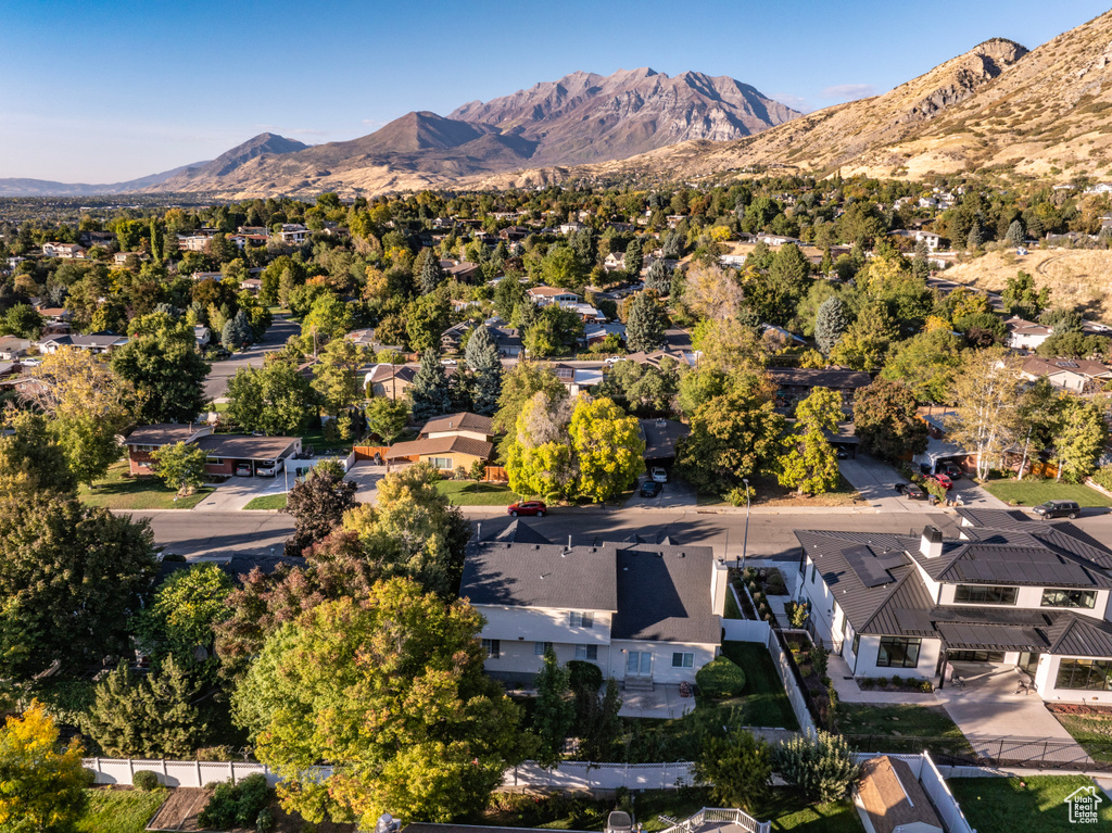 Drone / aerial view with a mountain view