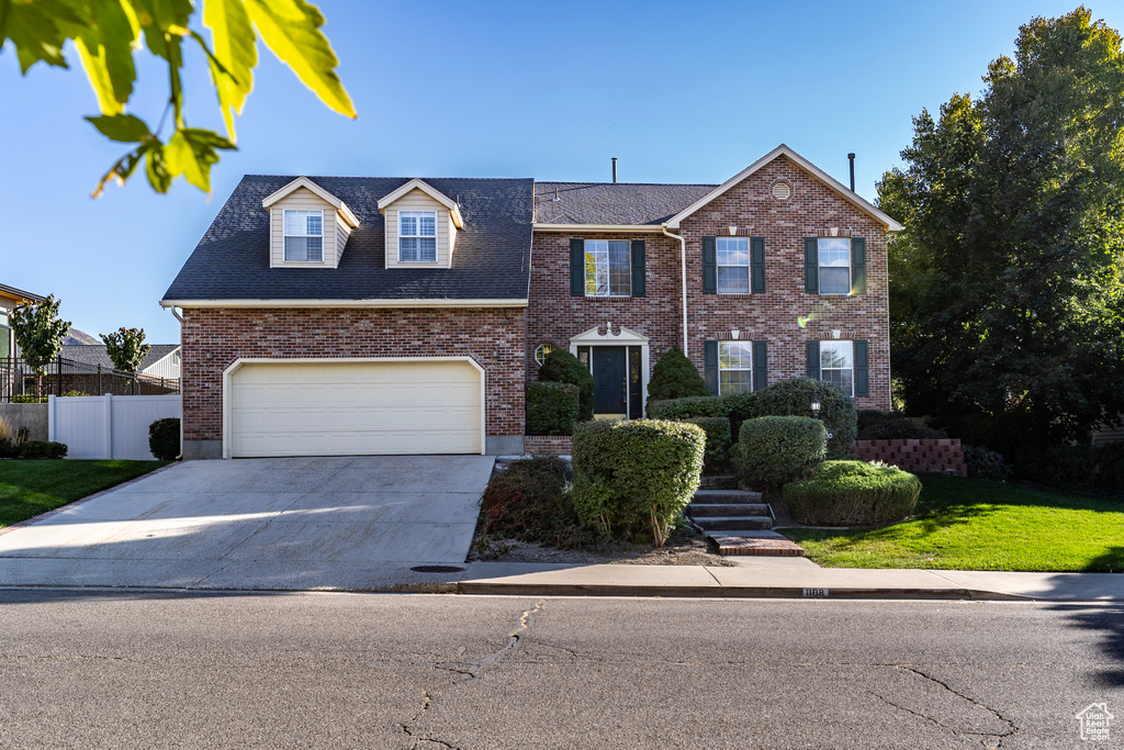 View of front of home with a garage