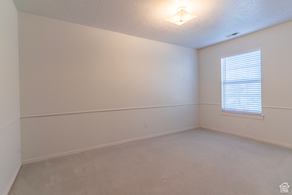 Unfurnished room with carpet floors and a textured ceiling