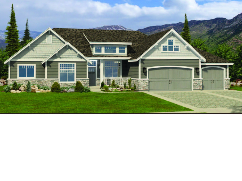 View of front facade featuring a front yard and a mountain view