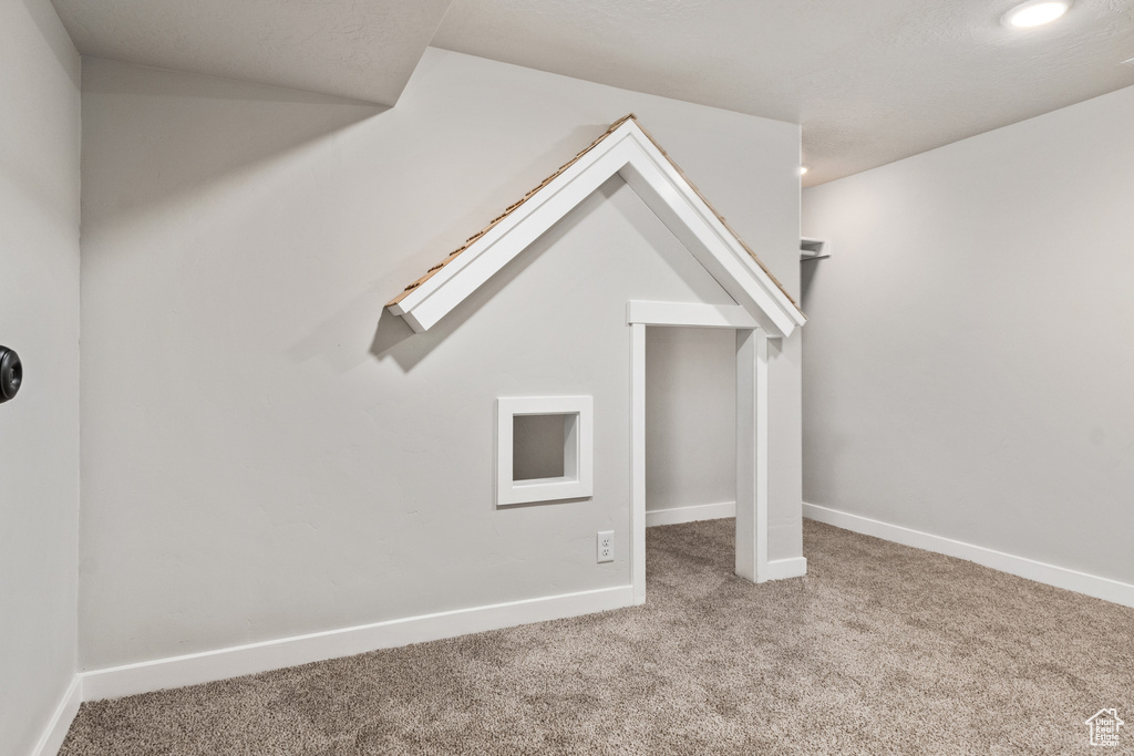 Bonus room featuring light colored carpet and a skylight