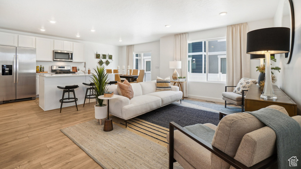 Living room featuring light hardwood / wood-style floors