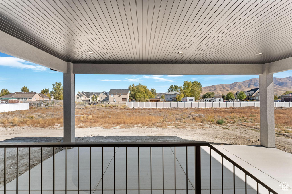 View of yard with a mountain view