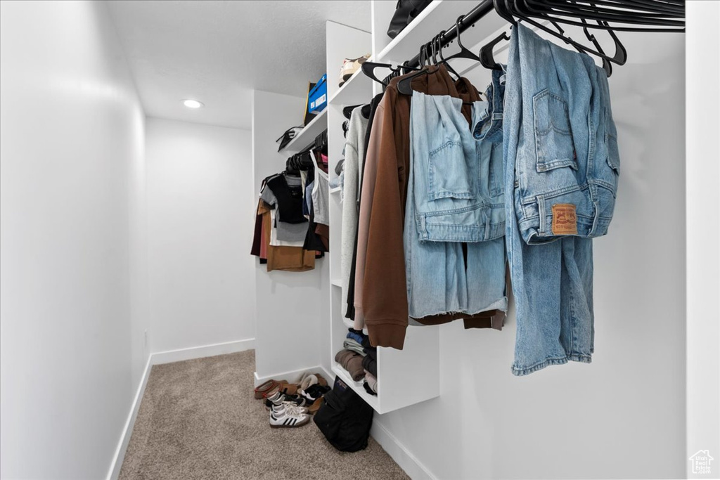 Walk in closet with carpet