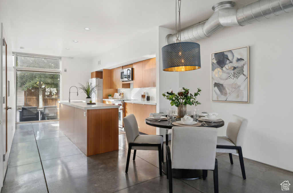 Dining room with sink