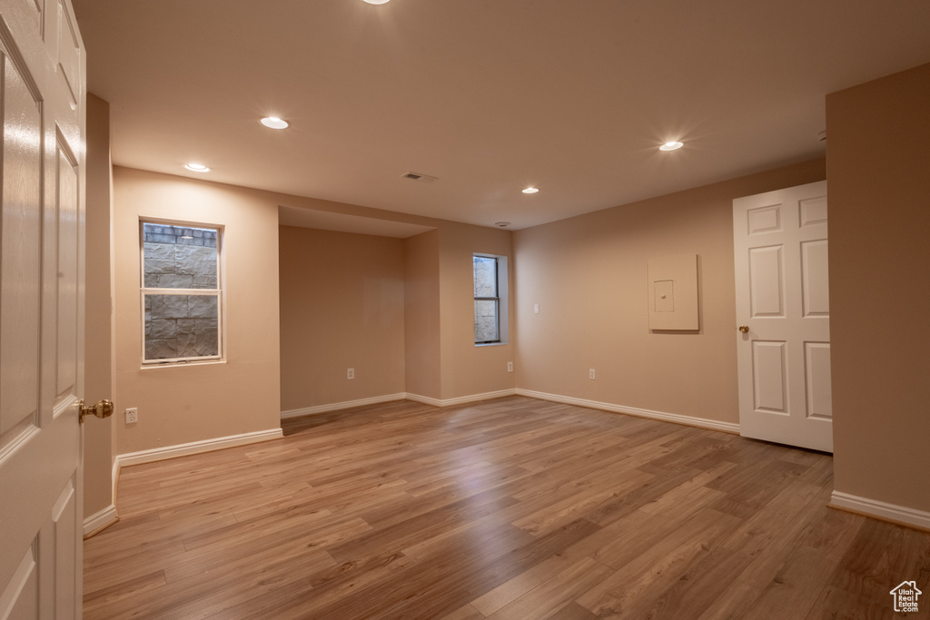 Spare room featuring light hardwood / wood-style floors