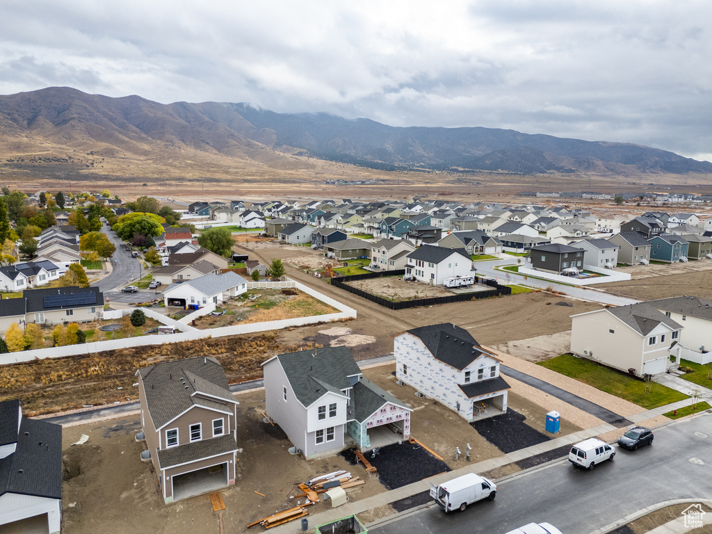 Drone / aerial view with a mountain view