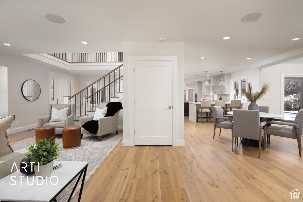 Living room featuring light hardwood / wood-style flooring