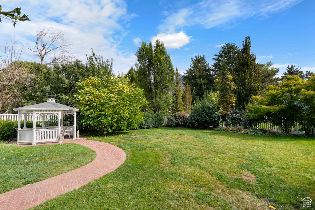 View of yard featuring a gazebo