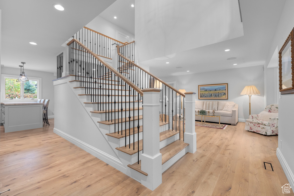 Stairs with wood-type flooring