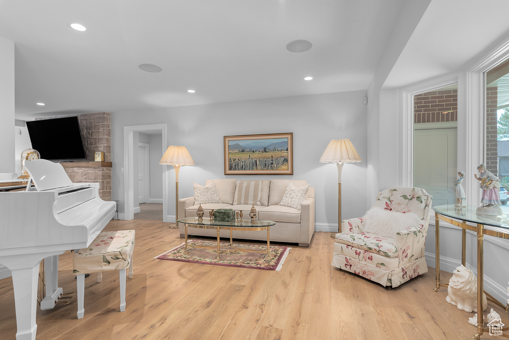 Living room featuring light hardwood / wood-style floors