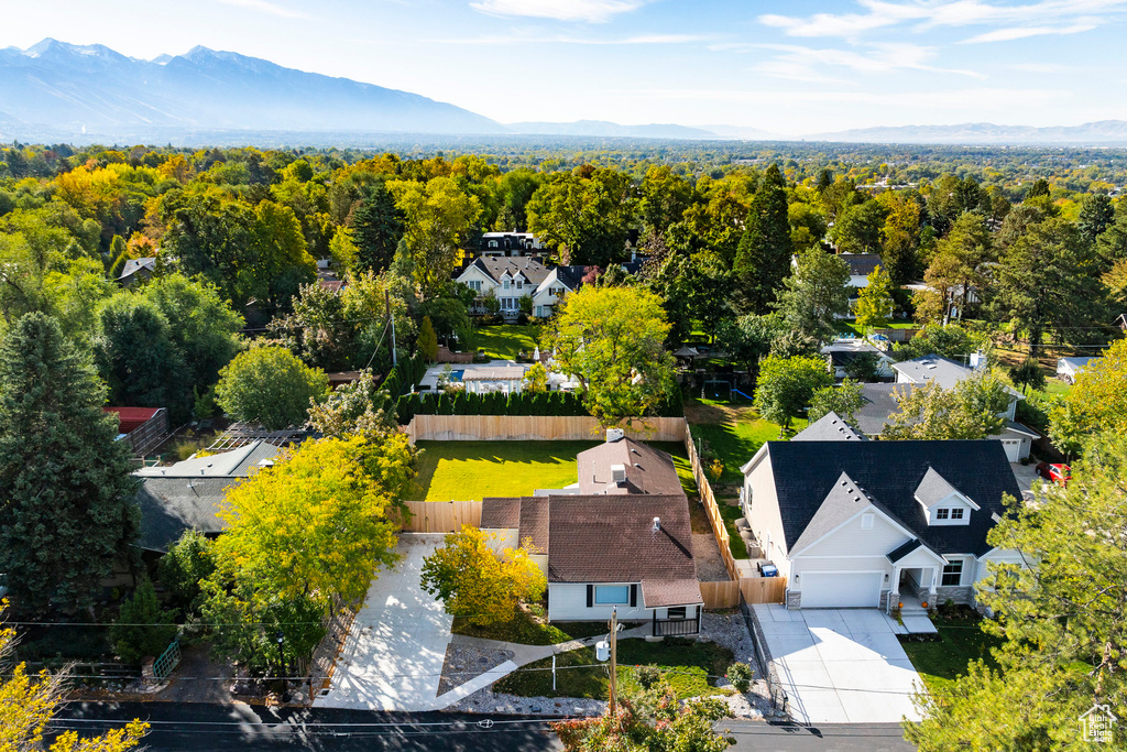 Drone / aerial view with a mountain view