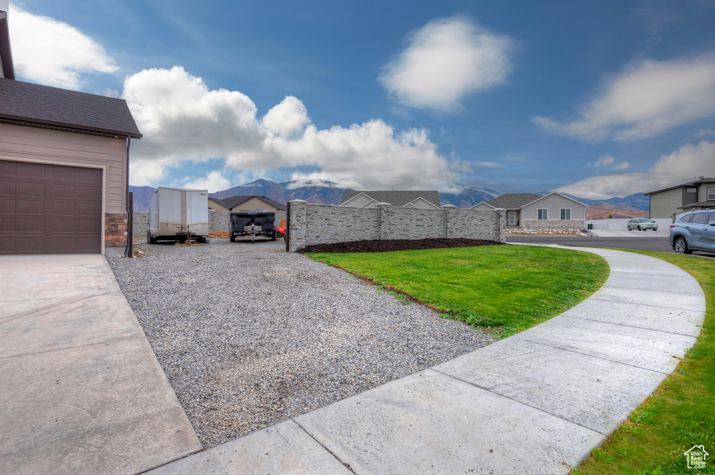 Exterior space with a mountain view