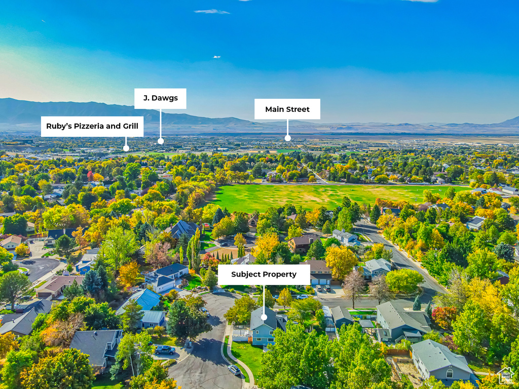 Birds eye view of property featuring a mountain view