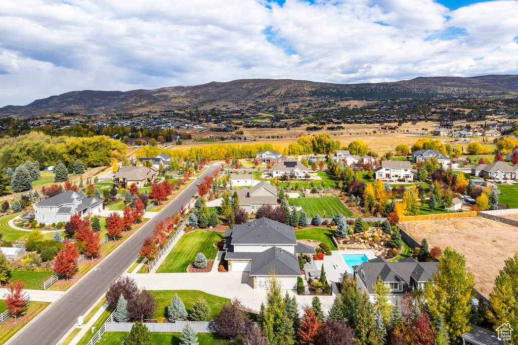 Bird's eye view featuring a mountain view