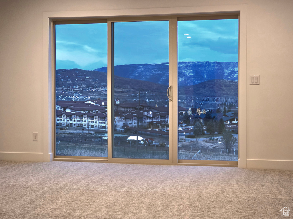 Interior space featuring a mountain view