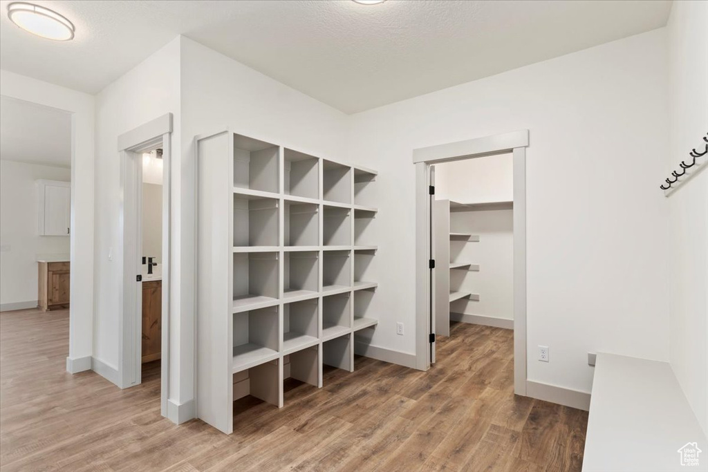 Spacious closet with hardwood / wood-style floors