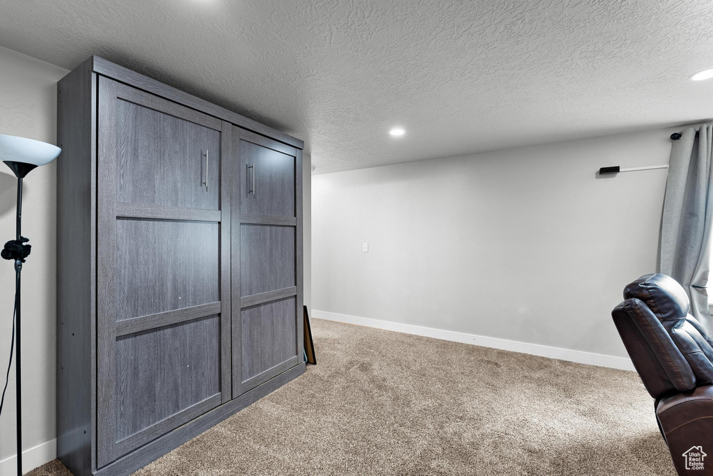 Interior space with a textured ceiling