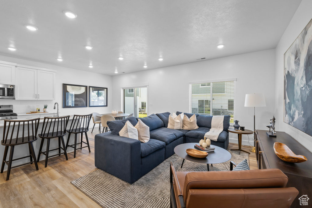 Living room featuring light hardwood / wood-style flooring