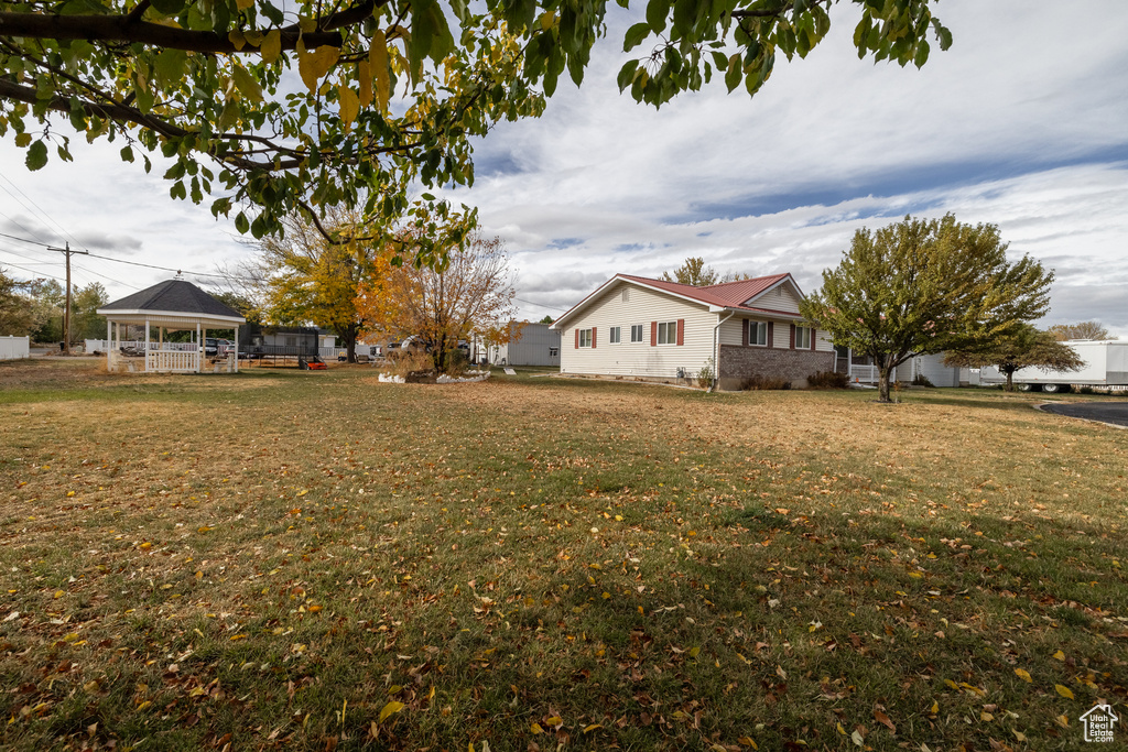 View of yard with a gazebo