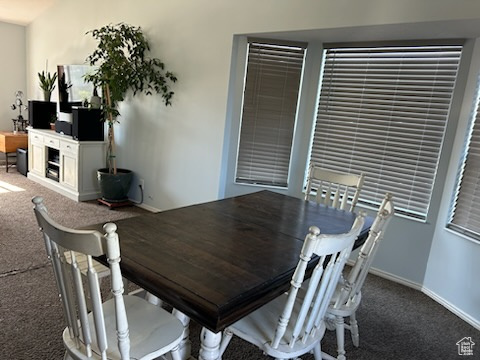 Dining area featuring carpet flooring