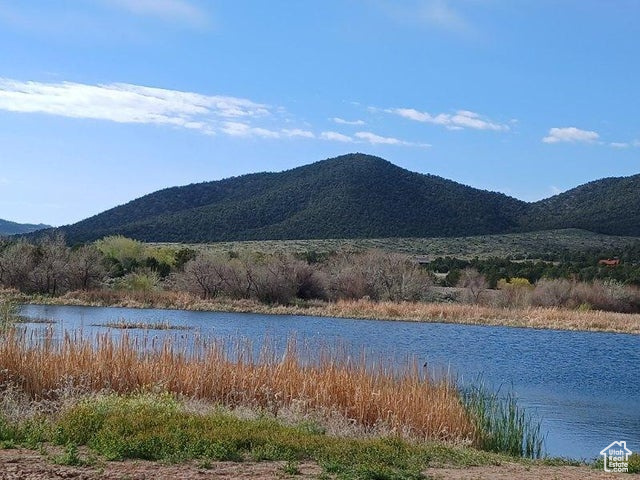 Water view with a mountain view