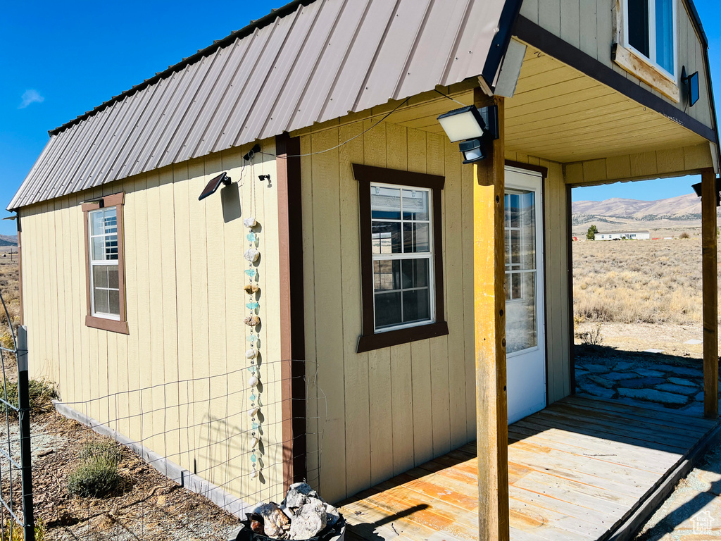 View of outdoor structure with a mountain view