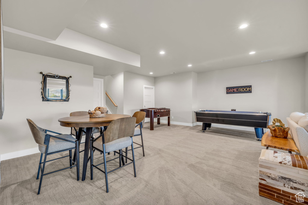 View of carpeted dining area