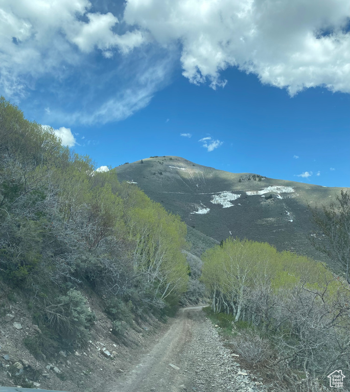 Property view of mountains featuring a water view