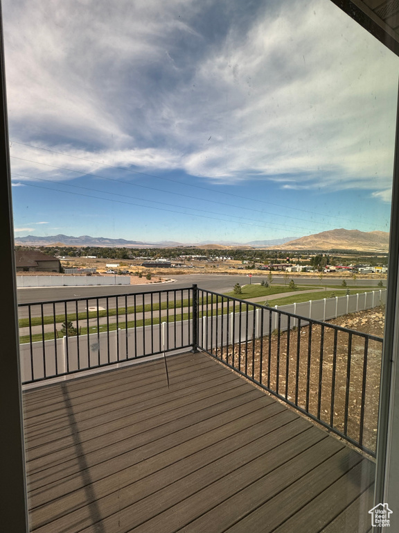 Deck featuring a mountain view