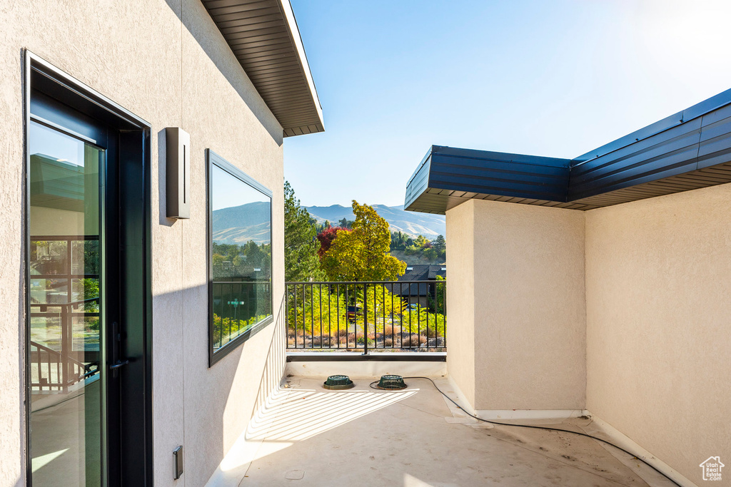 Balcony with a mountain view