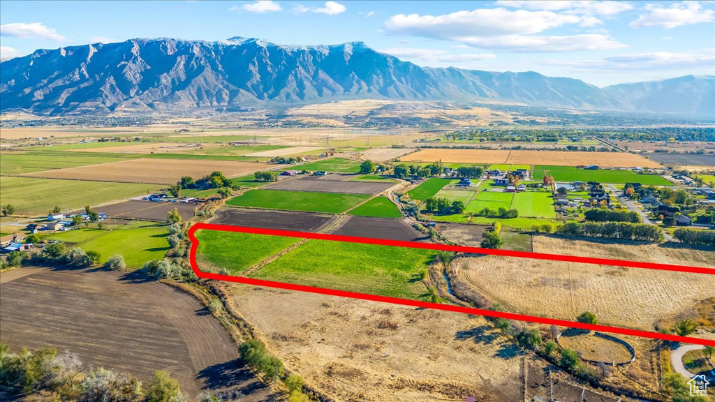 Aerial view with a rural view and a mountain view