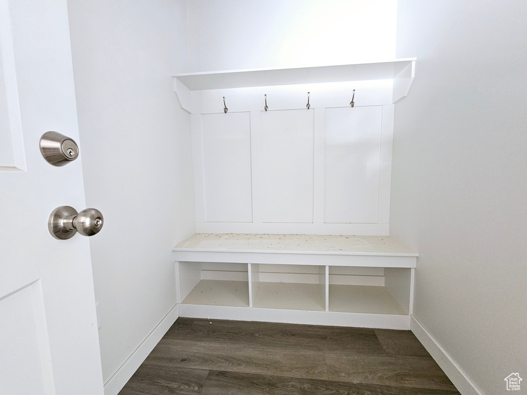 Mudroom featuring dark hardwood / wood-style flooring