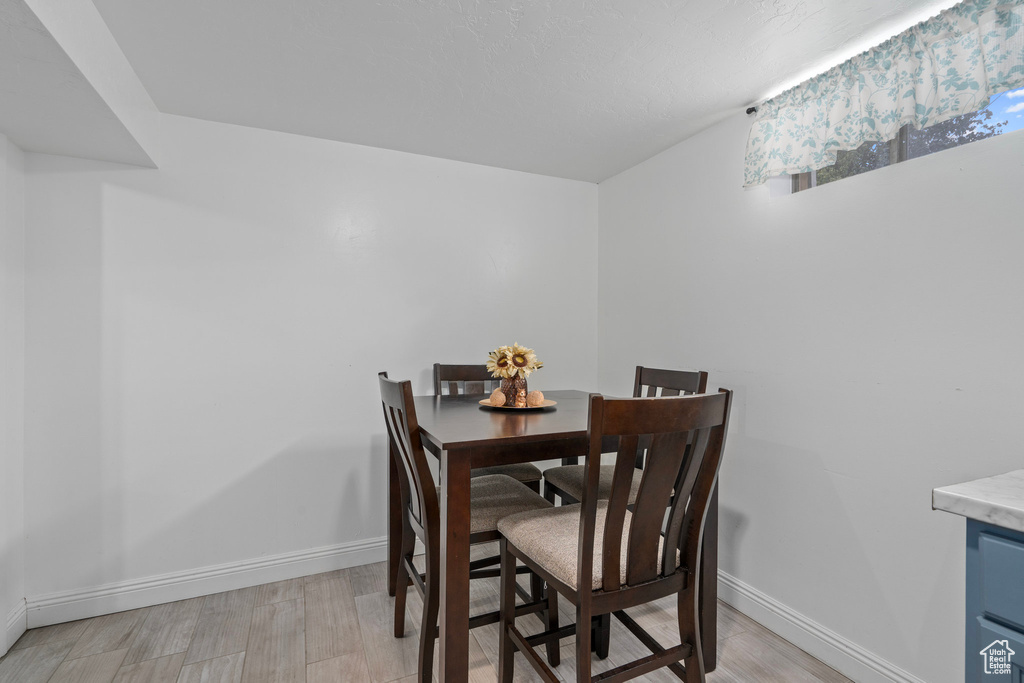 Dining room with light wood-type flooring