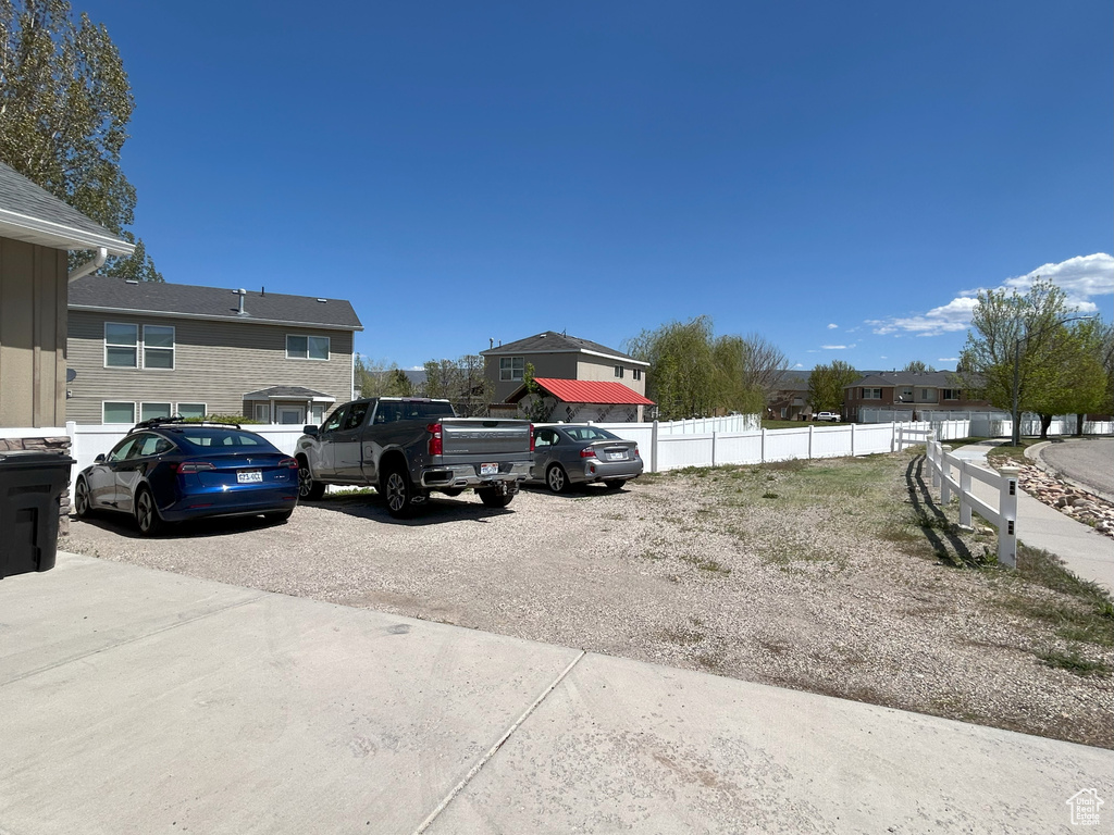 View of parking with fence
