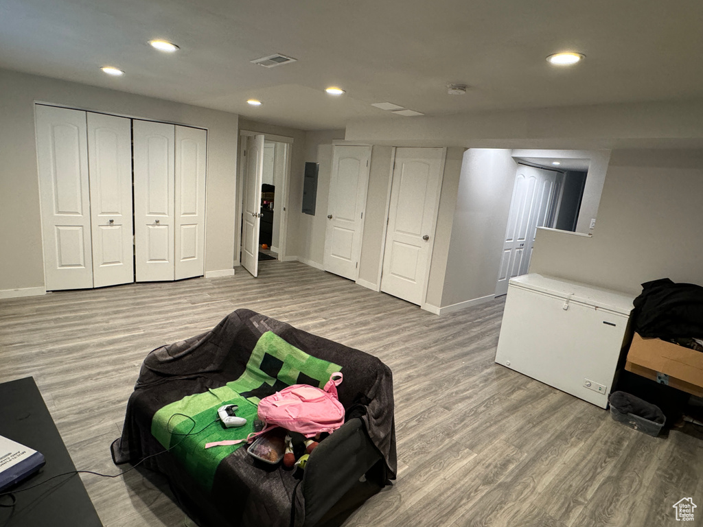 Interior space featuring light hardwood / wood-style flooring